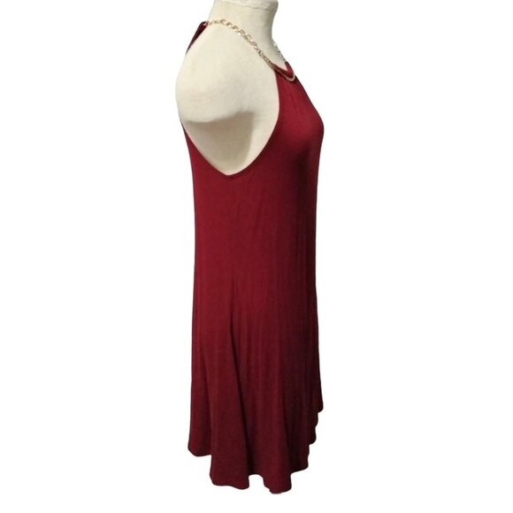 Rue21 Halter Mini Dress With Gold Chain Neck Detail Burgundy Size Medium - Picture 6 of 9
